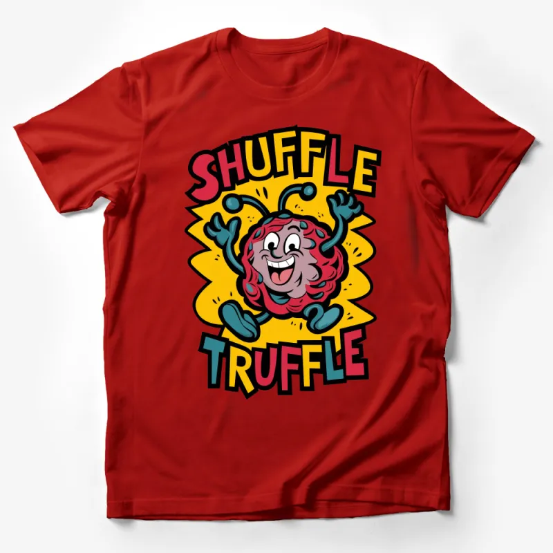 Funky Shuffle Truffle Graphic Tee, Colorful Brain Cartoon, Unisex T-Shirt, Bright Casual Wear, Unique Illustration, Fun Apparel Male T-Shirt