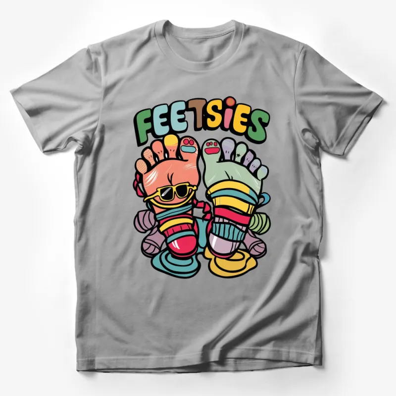 Colorful Feet Cartoon Feetsies T-Shirt, Fun Novelty Graphic Tee, Unisex Casual Comfortable Fashion, Gift for Friends Male T-Shirt