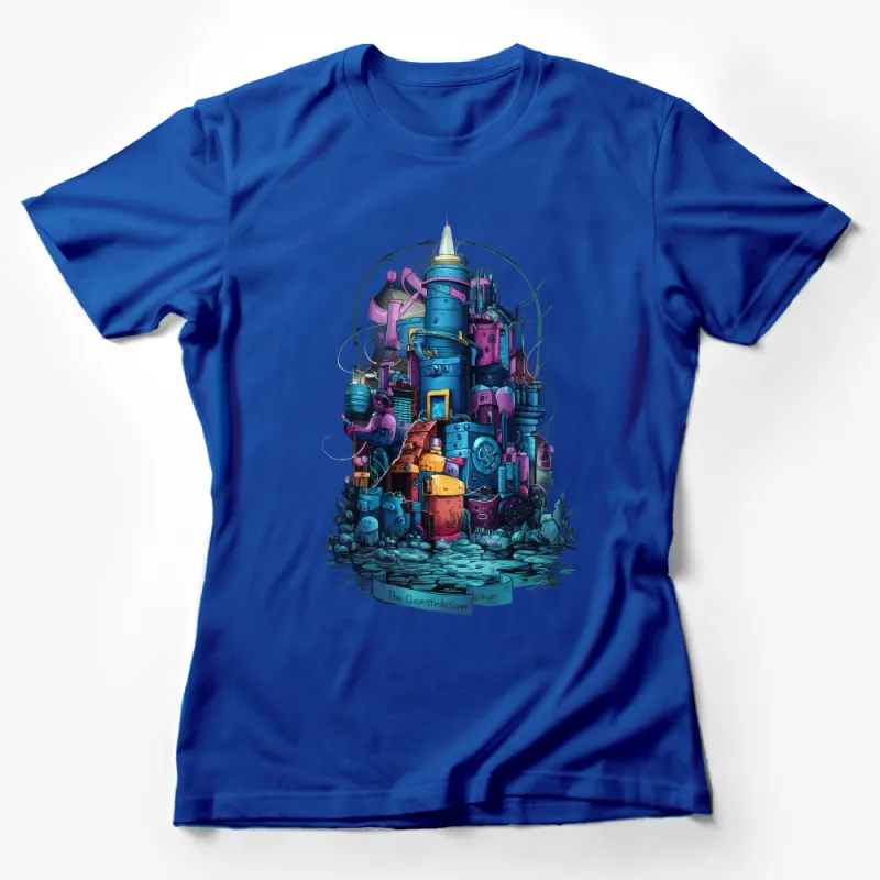 Whimsical Castle Illustration Fantasy T-Shirt, Artistic Colorful Unisex Tee Female T-Shirt