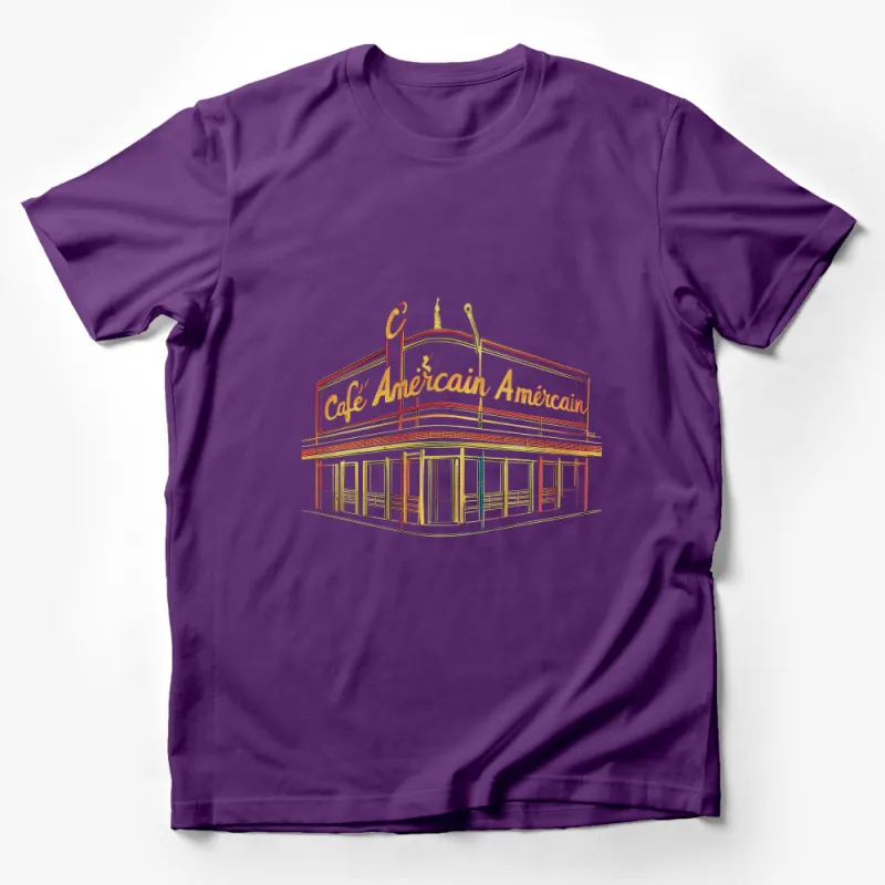 Vintage Cafe Diner Illustration T-Shirt, Retro Americana Style Tee, Unique Graphic Design Top, Casual Wear Unisex Shirt Male T-Shirt