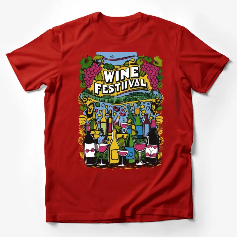 Vibrant Wine Festival Graphic Tee, Colorful Vineyard Celebration T-Shirt, Unisex Wine Lover Shirt Male T-Shirt