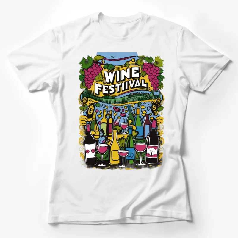 Vibrant Wine Festival Graphic Tee, Colorful Vineyard Celebration T-Shirt, Unisex Wine Lover Shirt Female T-Shirt