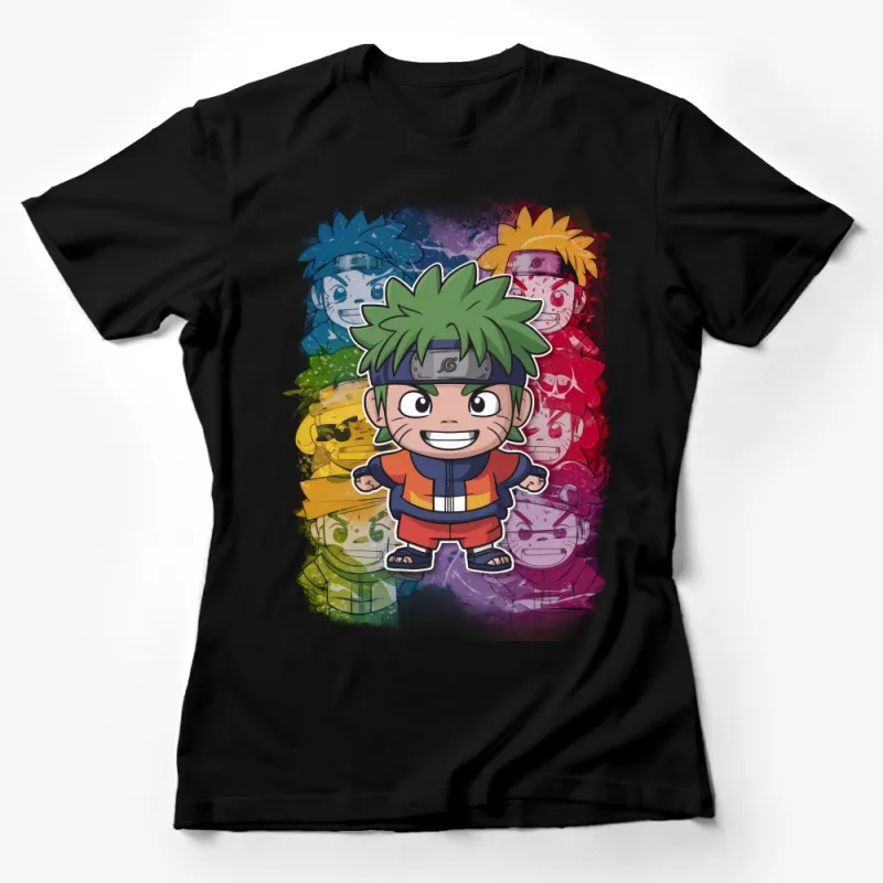 Vibrant Anime Character Collage T-Shirt, Colorful Manga Tee, Unisex Cartoon Graphic Shirt Female T-Shirt