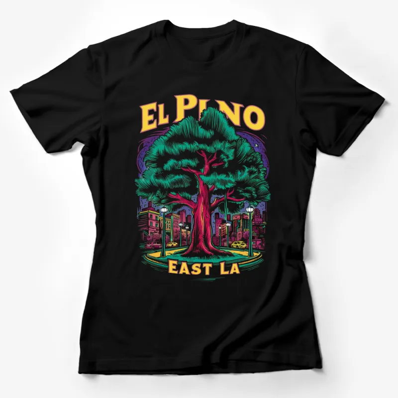 El Pino East LA Graphic T-Shirt, Vibrant Tree Illustration Tee, Urban Streetwear, Unisex Cotton Shirt, Casual Top, Gift for Him/Her Female T-Shirt