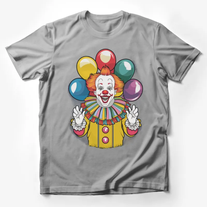 Colorful Clown Graphic T-Shirt, Vintage Circus Theme Party Wear, Unisex Adult Clown Art Tee Male T-Shirt