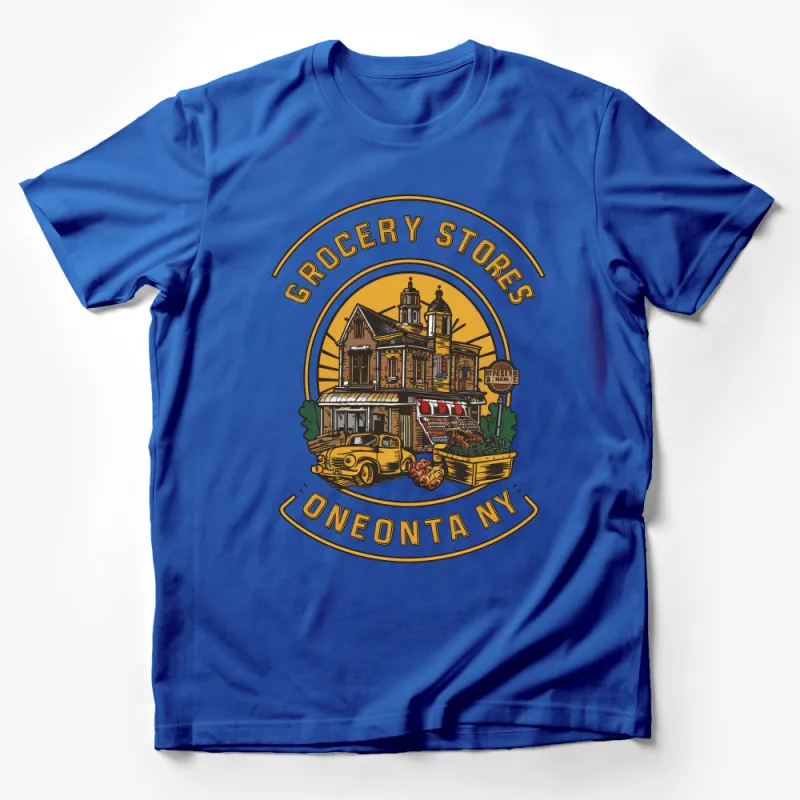 Vintage-Inspired Oneonta NY Grocery Stores Graphic Tee, Classic American Town T-Shirt Design Male T-Shirt