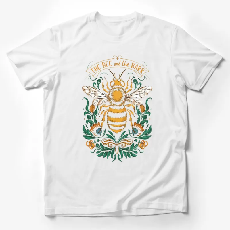 Vintage-Inspired The Bee and the Bard Graphic T-Shirt, Nature Art Tee Male T-Shirt