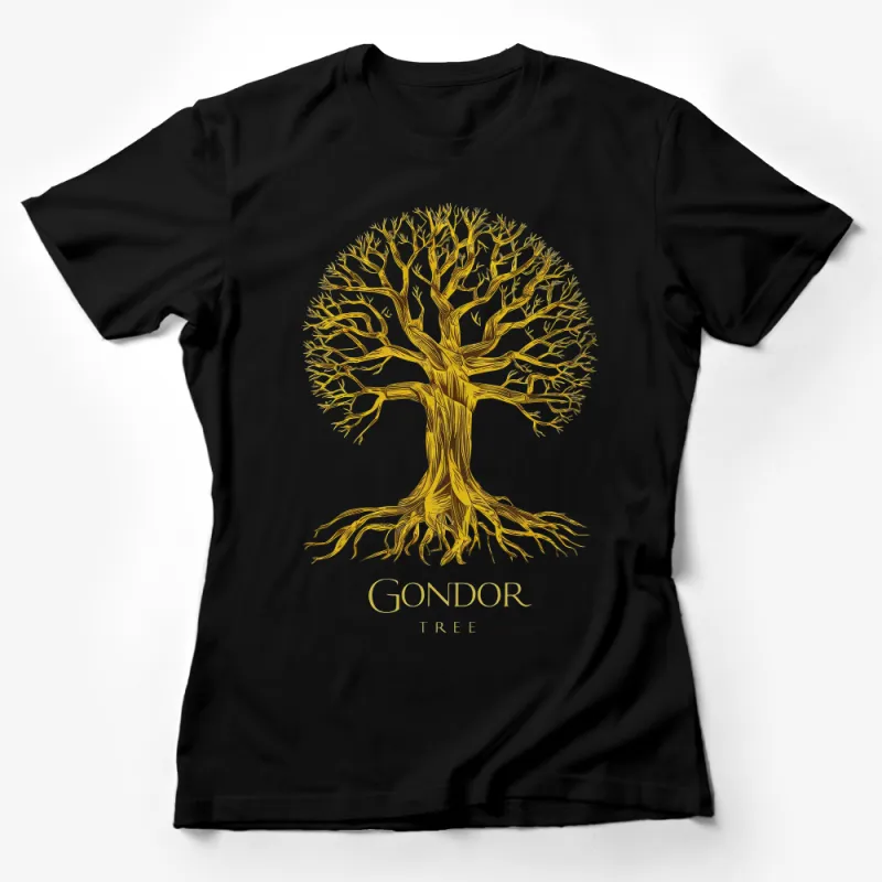 Majestic Gondor Tree Graphic Tee, Perfect for Fantasy Enthusiasts and Movie Fans Female T-Shirt