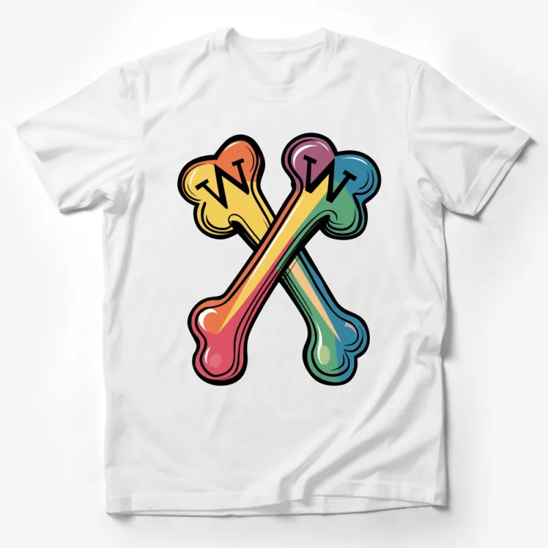 Rainbow Bones Cross Graphic Tee, Colorful Unisex T-Shirt, Funky Pride Casual Top, Vibrant Summer Shirt Male T-Shirt