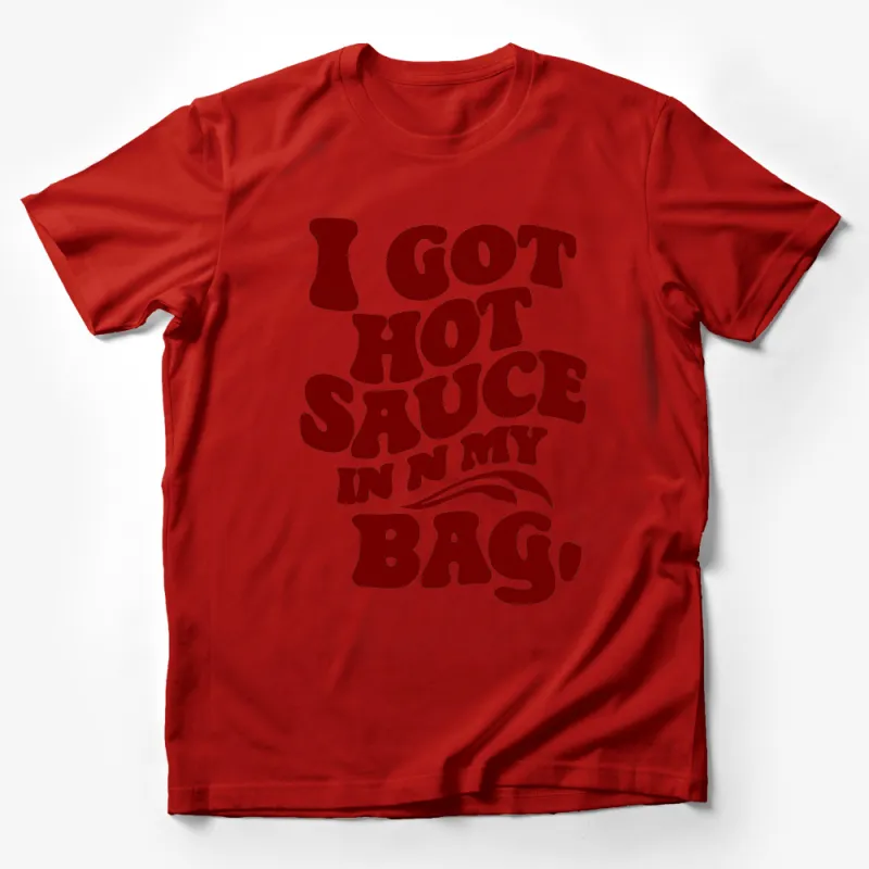 Funny Hot Sauce Lover T-Shirt, I Got Hot Sauce in My Bag Shirt, Novelty Graphic Tee, Spicy Foodie Gift, Casual Unisex Clothing Male T-Shirt