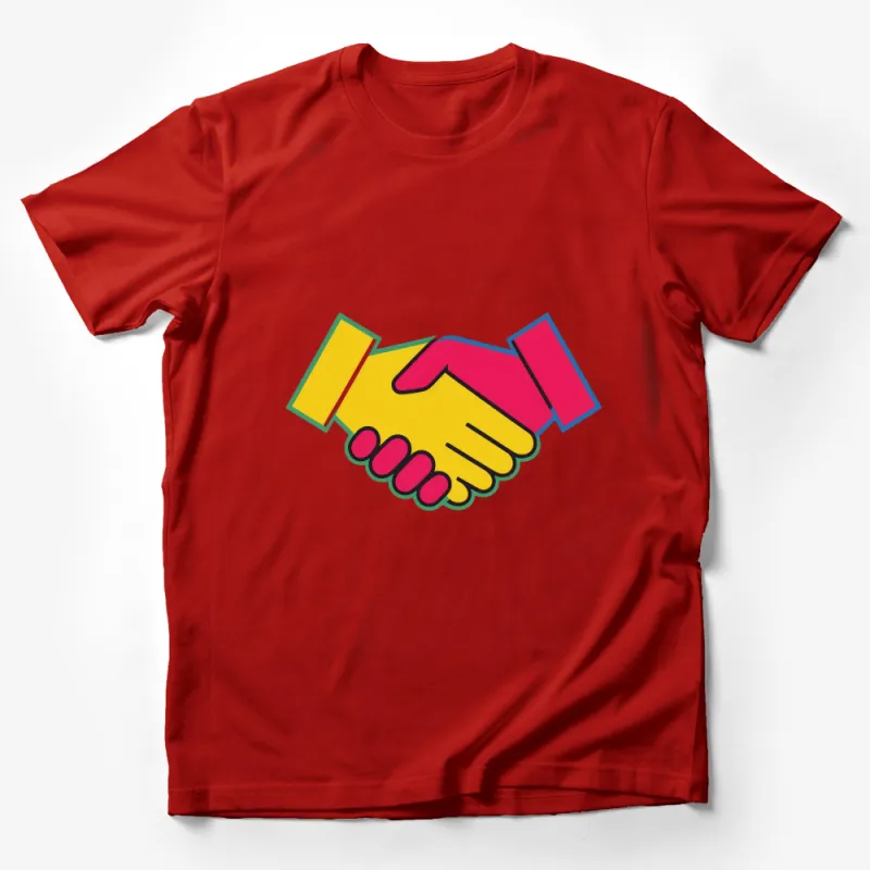 Colorful Handshake Graphic T-Shirt, Unisex Tee with Vibrant Handshake Illustration, Casual Friendship Shirt, Gift for Friends Male T-Shirt