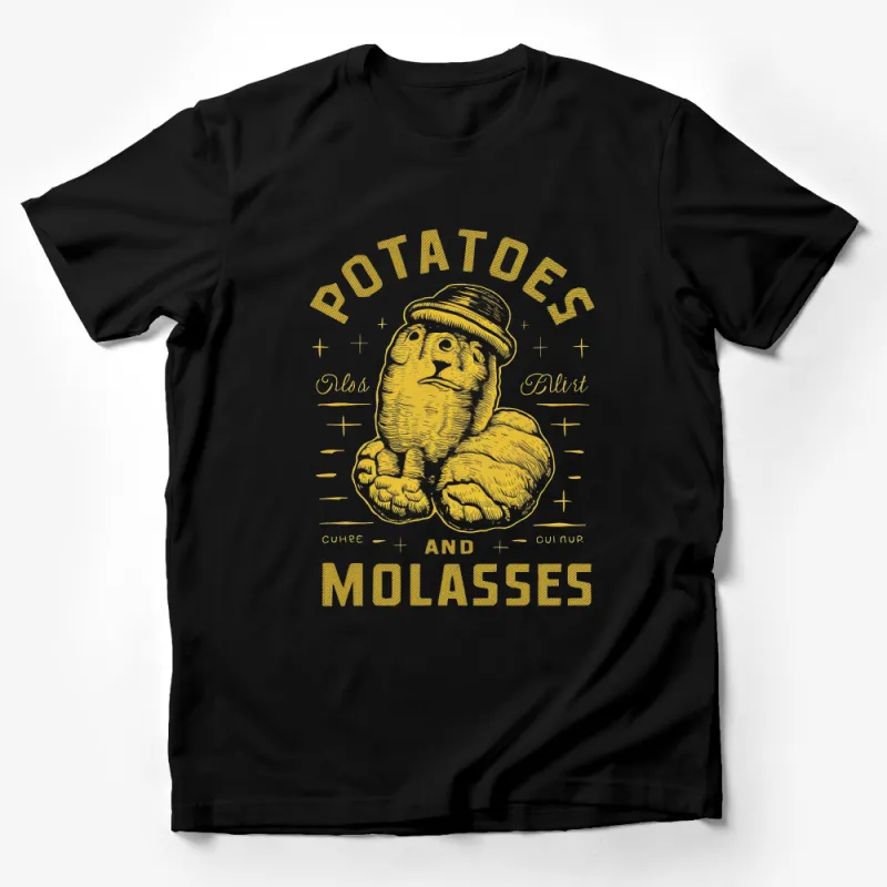 Funny Potato T-Shirt, Potatoes And Molasses Graphic Tee, Food Humor Shirt, Quirky Vintage Style Top, Unique Gift for Foodies Male T-Shirt