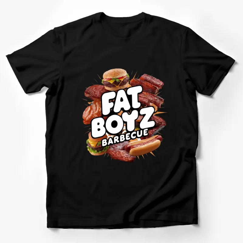 Funny BBQ T-Shirt, Fat Boyz Barbecue Apparel, Unisex Grilling Shirt, Burger and Ribs Foodie Tee Male T-Shirt