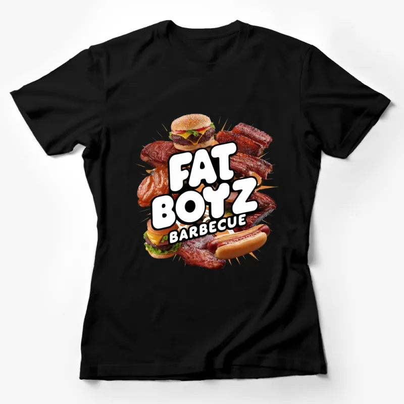 Funny BBQ T-Shirt, Fat Boyz Barbecue Apparel, Unisex Grilling Shirt, Burger and Ribs Foodie Tee Female T-Shirt