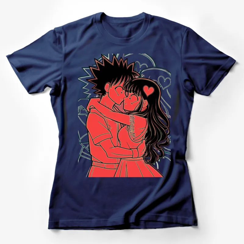 Anime Couple Love T-Shirt, Romantic Anime Graphic Tee, Manga Lovers Gift, Unisex Cotton Shirt Female T-Shirt