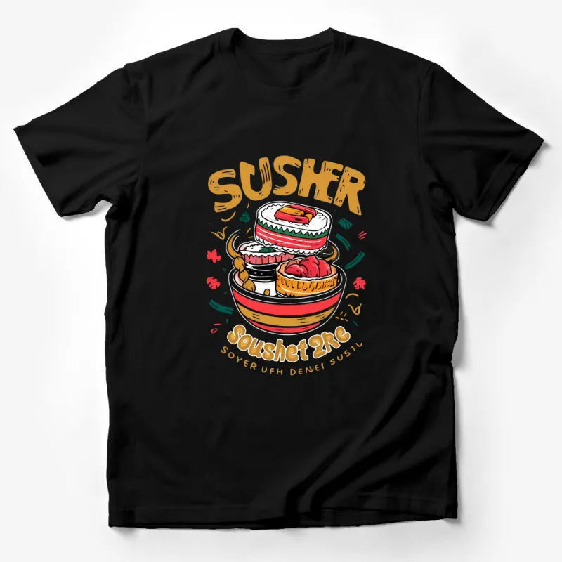 Sushi Lover Graphic Tee, Fun Sushi Art T-Shirt, Unisex Foodie Shirt, Casual Dining Outfit Top, Unique Sushi Gifts, Colorful Tee Design Male T-Shirt