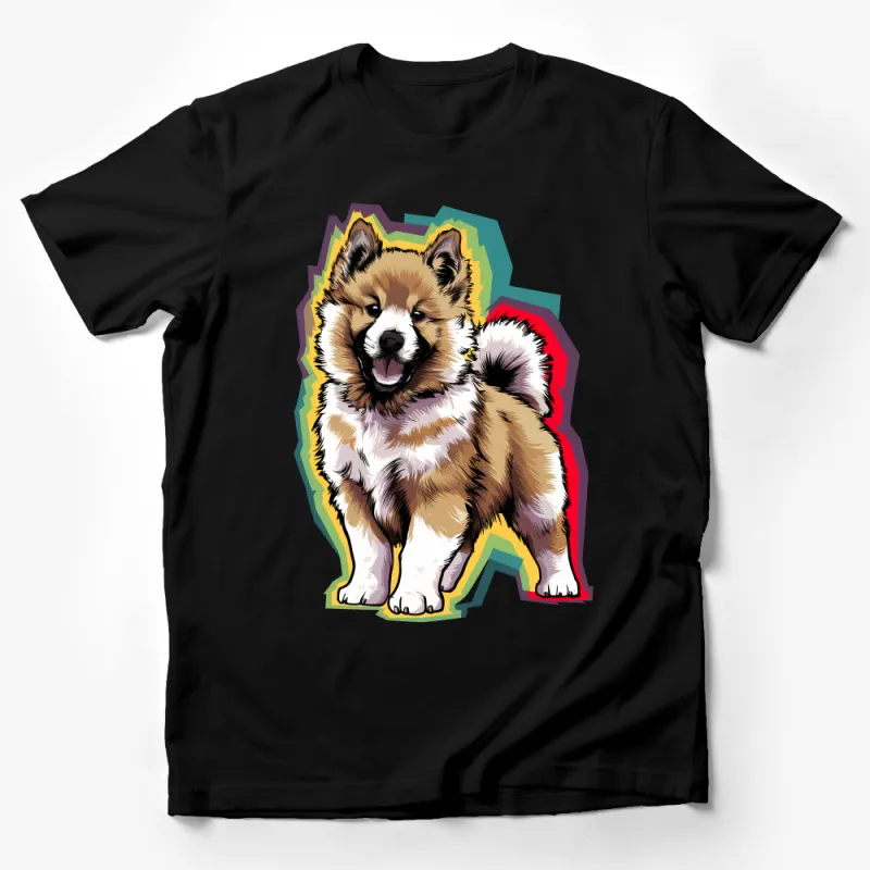 Cute Akita Inu Dog T-Shirt, Colorful Pet Portrait Tee, Unisex Animal Lovers Top, Gift for Dog Owners, Vibrant Canine Design Shirt Male T-Shirt