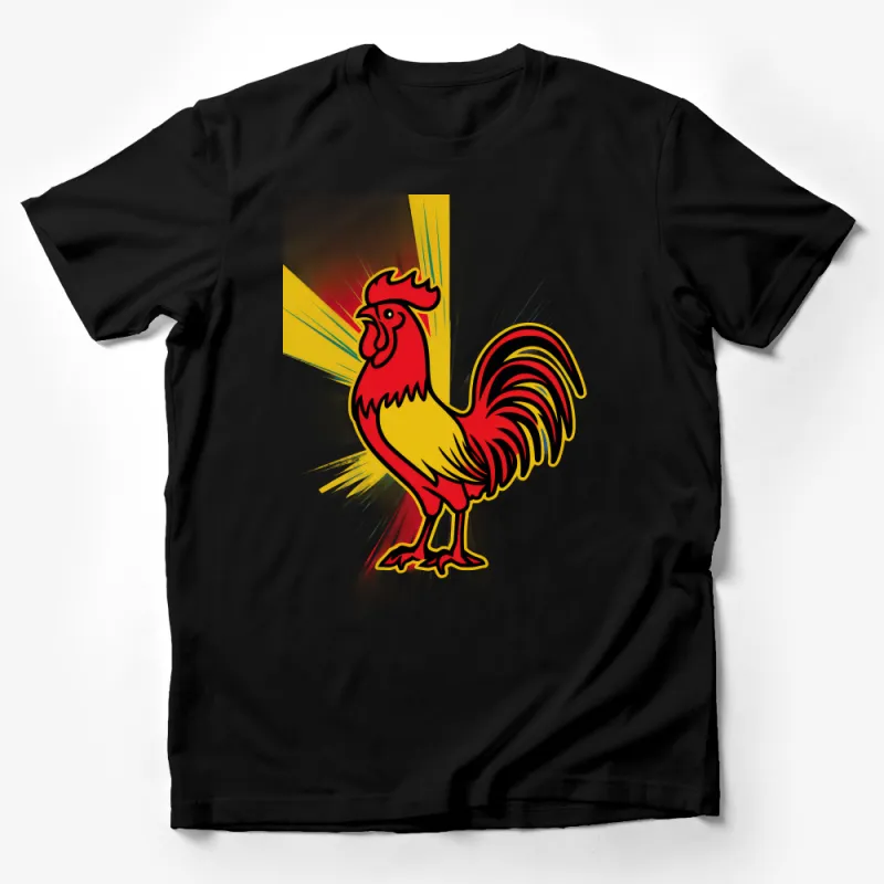 Rooster T-Shirt, Colorful Farm Animal Tee, Vibrant Rooster Illustration, Sunrise Chicken Shirt for All Ages, Unisex Graphic Tee Male T-Shirt