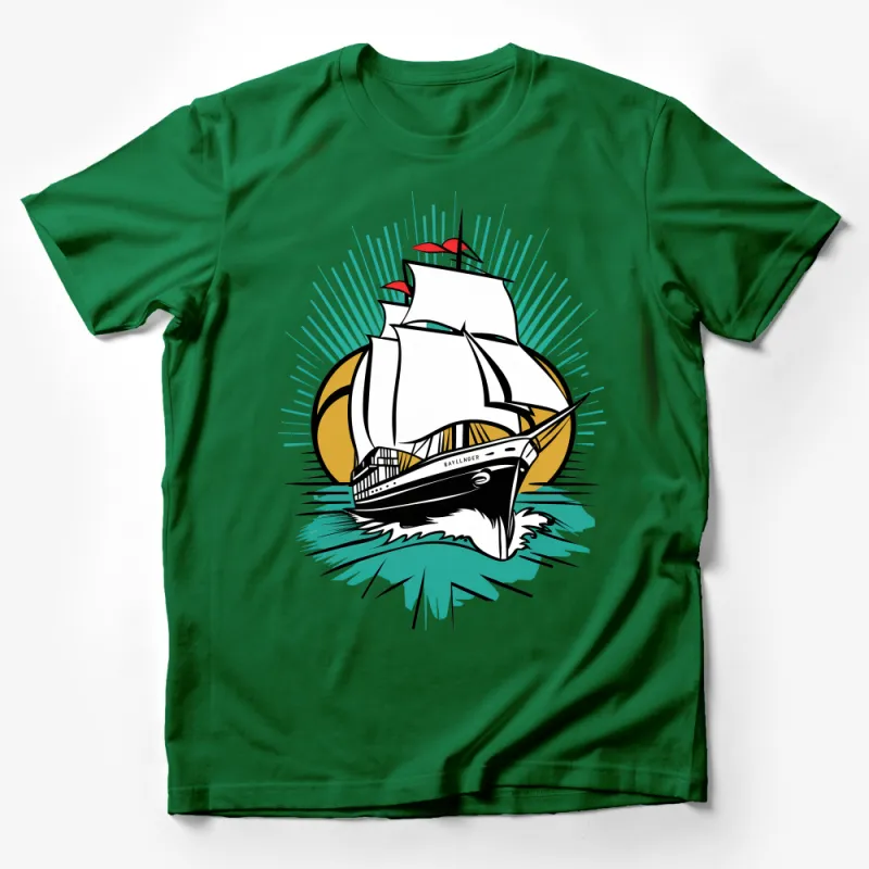 Nautical Ship Design T-Shirt, Graphic Tee for Ocean Lovers, Sailing Vessel Illustration, Casual Maritime Fashion, Unisex Apparel Male T-Shirt