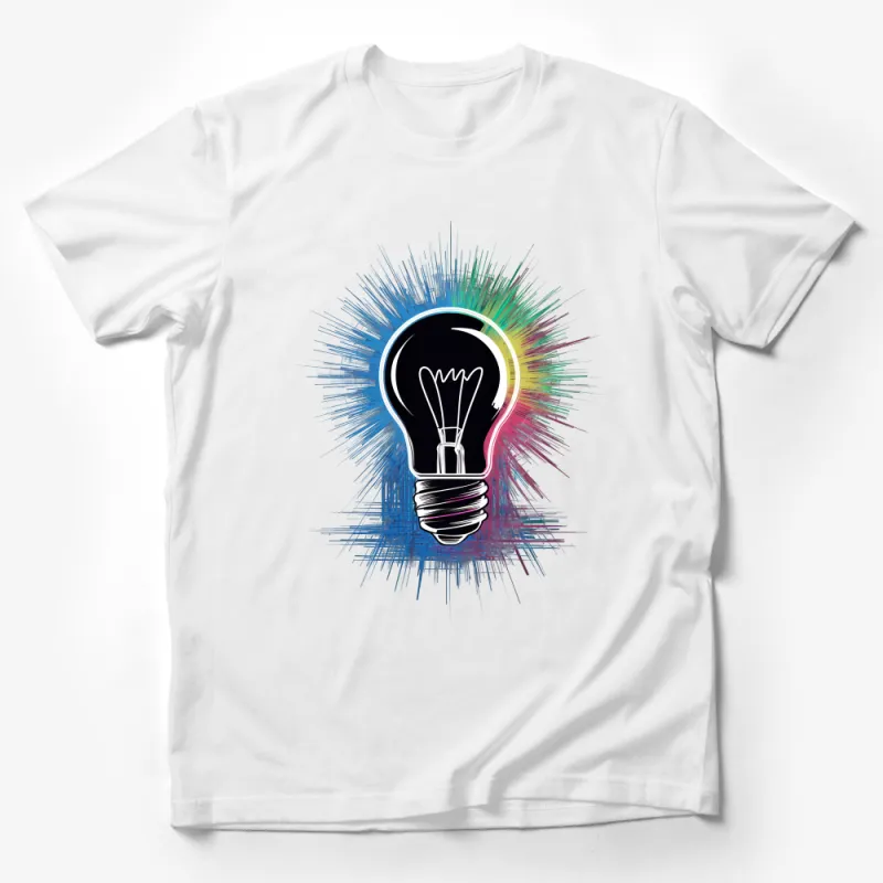 Colorful Light Bulb Graphic T-Shirt, Creative Design Tee, Artist Painter Inspired Shirt, Unisex Fashion Top Male T-Shirt