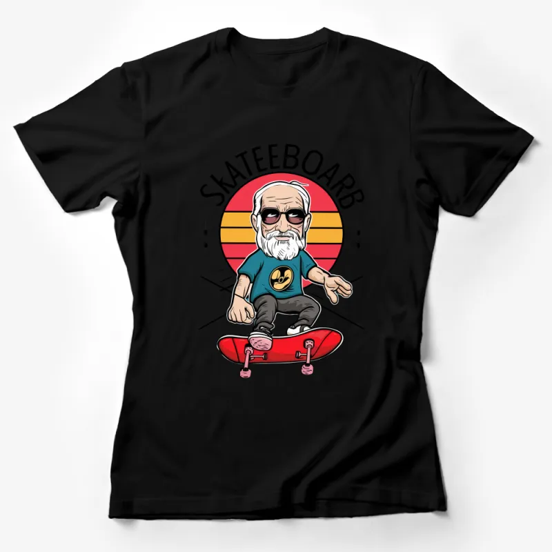 Cool Skateboarder Grandpa T-Shirt, Retro Style Graphic Tee, Unique Skater Design, Urban Streetwear Apparel Female T-Shirt