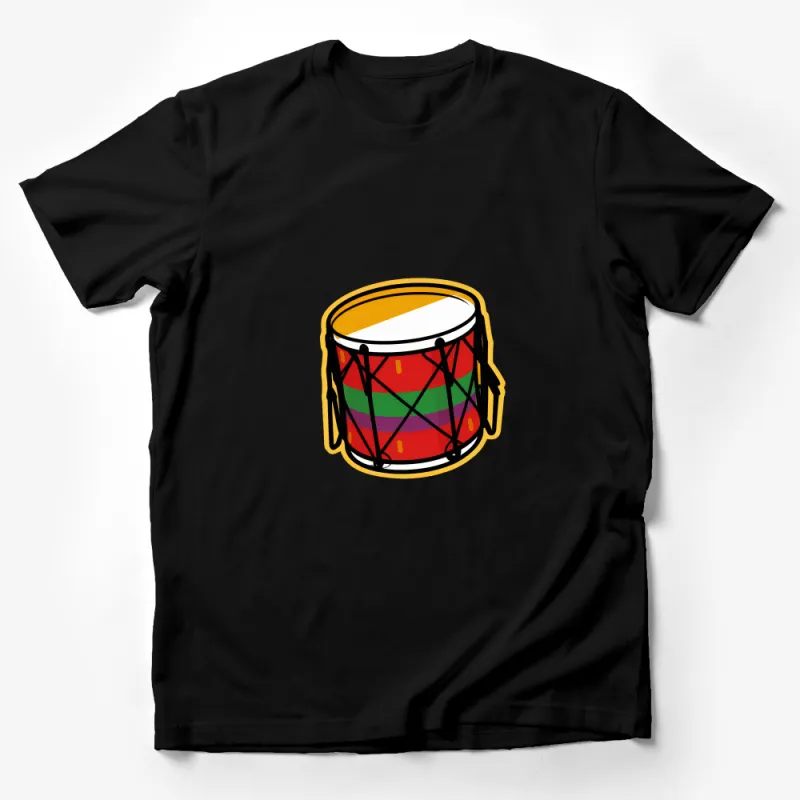 Colorful Drum Illustration T-Shirt, Unisex Music Graphic Tee, Casual Drummer Gift, Musician Apparel, Vibrant Tee Design Male T-Shirt