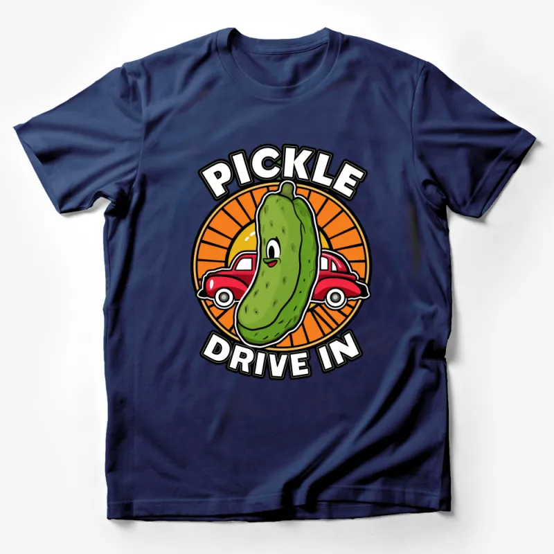 Funny Pickle Drive-In Graphic Tee, Retro Style Vintage Car T-Shirt, Unisex Casual Cotton Shirt Male T-Shirt