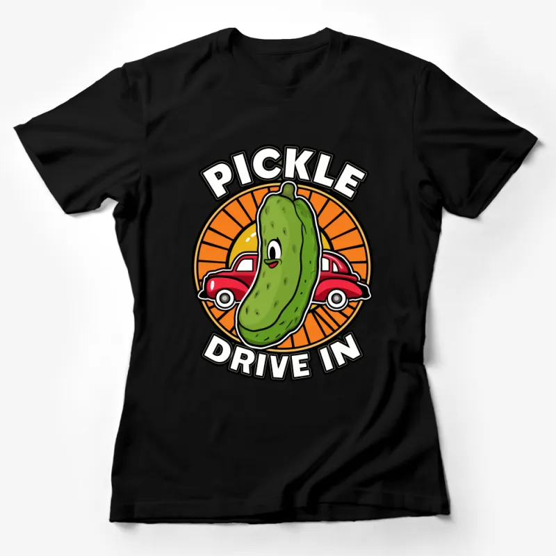 Funny Pickle Drive-In Graphic Tee, Retro Style Vintage Car T-Shirt, Unisex Casual Cotton Shirt Female T-Shirt