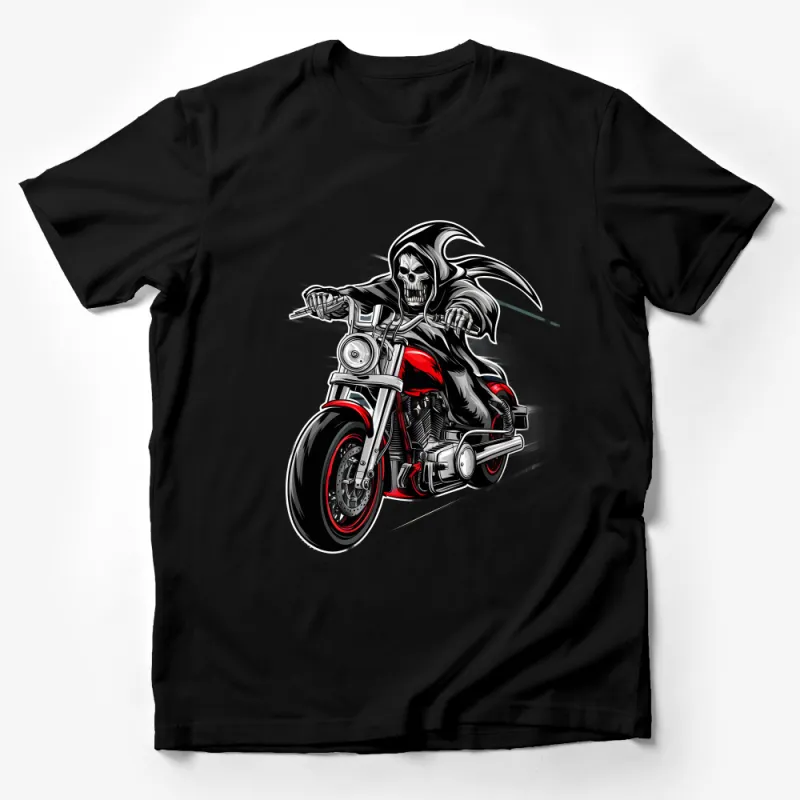 Men's Graphic Tee, Grim Reaper Motorcycle, Biker Skull T-Shirt, Gothic Rider Apparel, Cool Streetwear, Unique Design Urban Fashion Male T-Shirt