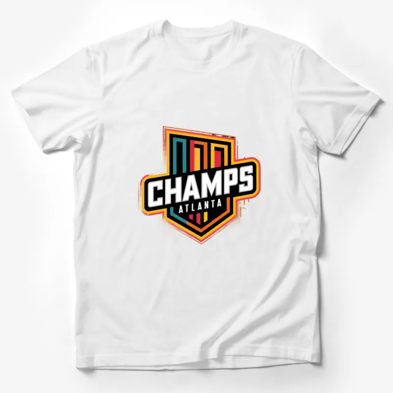 Atlanta Champs Graphic T-Shirt, Bold Colorful Sports Logo Tee, Trendy Urban Streetwear, Casual Athletic Apparel, Unisex Top Male T-Shirt