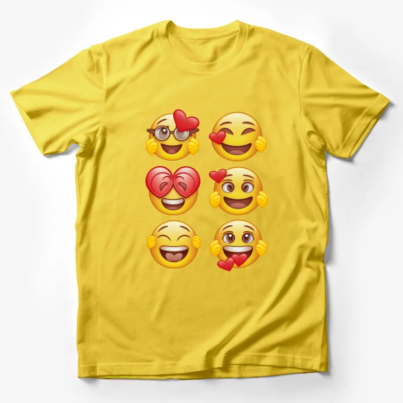 Emoji Love T-Shirt, Heart Eyes, Smiling Faces, Unisex Graphic Tee, Soft Cotton Shirt, Casual Emoji Clothing, Gift for Friends Male T-Shirt