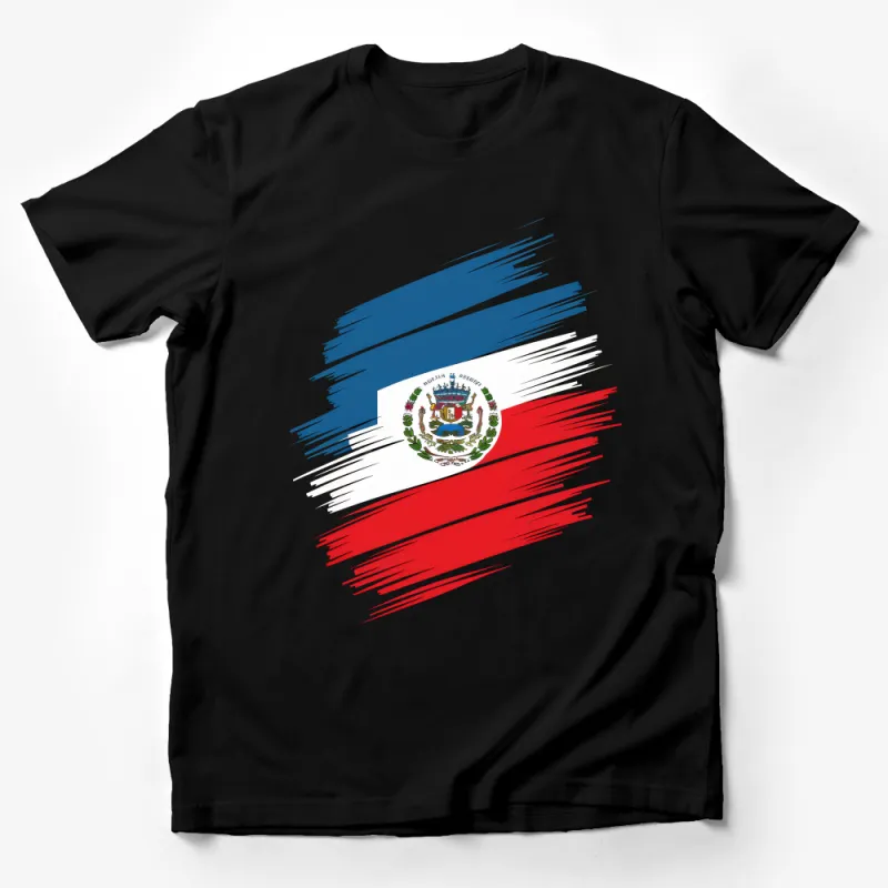 Abstract Costa Rica Flag Design T-Shirt, Patriotic Brush Stroke Tee, Unisex Casual Costa Rican Top Male T-Shirt