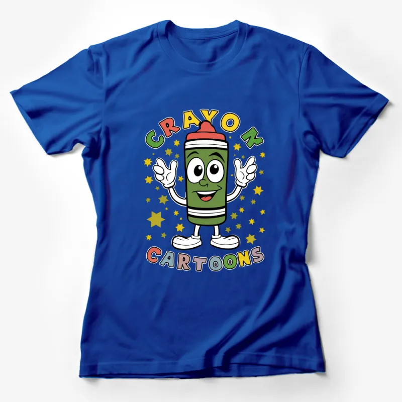 Kids Colorful Crayon Cartoon T-Shirt, Cute Funny Graphic Tee for Children, Unisex Female T-Shirt