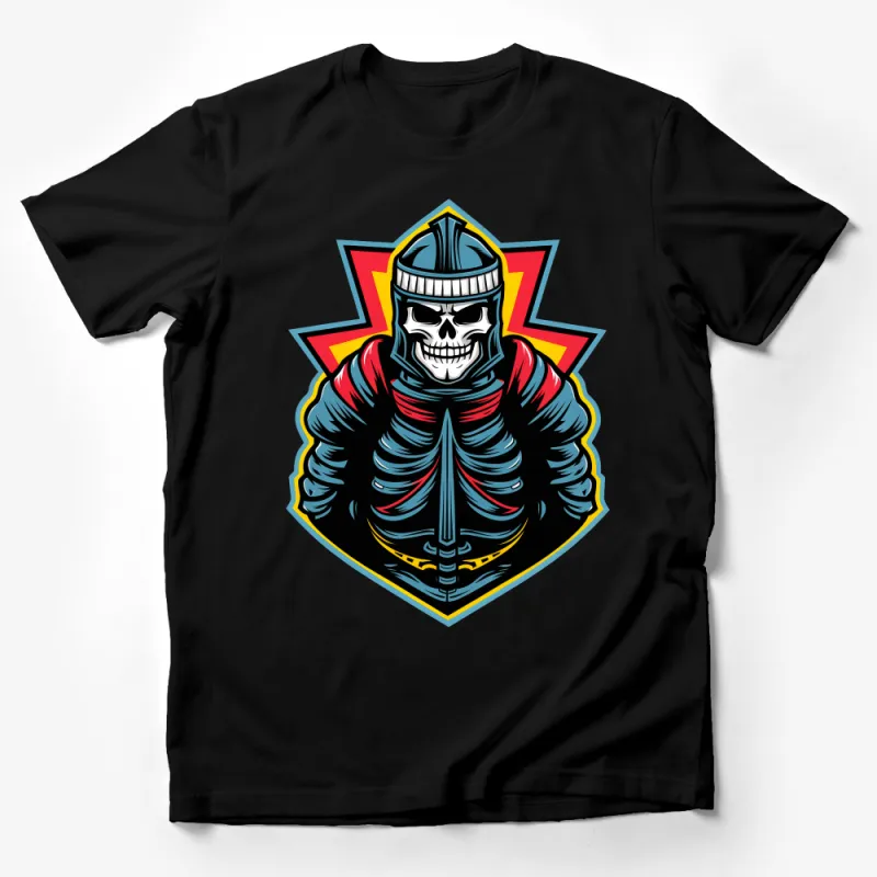 Skull Warrior Graphic T-Shirt, Bold Skeleton Knight Tee, Street Style Urban Clothing, Unisex Edgy Shirt Male T-Shirt