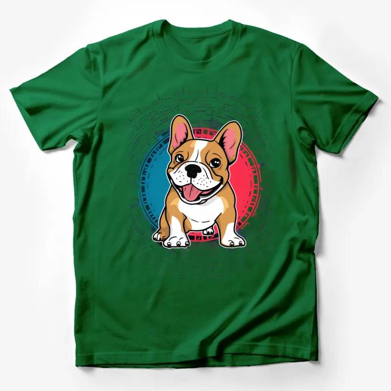 Cute Bulldog T-Shirt, Colorful Dog Graphic Tee, Unisex Animal Lover Shirt, Gift for Pet Owners, Hipster Bulldog Apparel Male T-Shirt