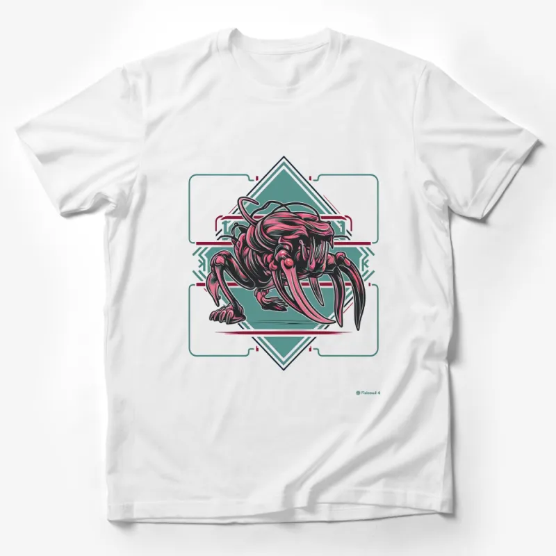 Retro Style Monster Crab Graphic T-Shirt, Vintage Sea Creature Tee, Bold Colorful Art Shirt, Unisex Apparel Male T-Shirt