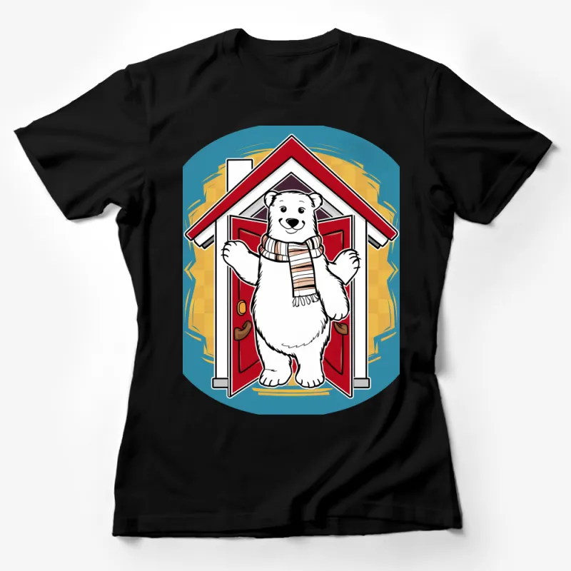 Cute Polar Bear Cartoon T-Shirt, Unisex Graphic Tee, Cozy Animal House Shirt, Casual Wildlife Fashion, Gift for Animal Lovers Female T-Shirt