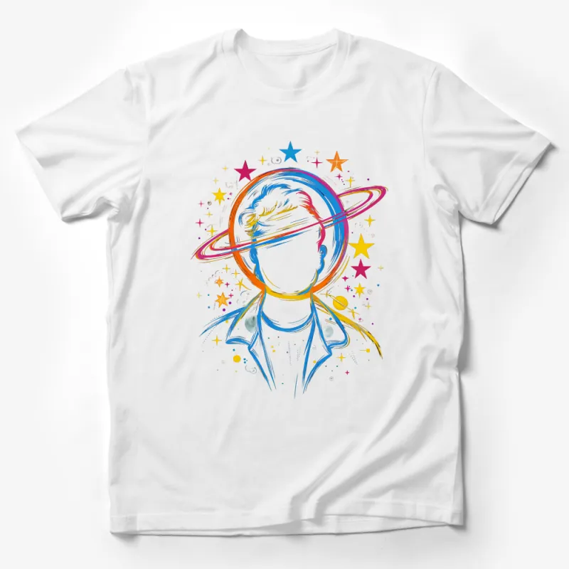 Unisex Cosmic Explorer T-Shirt, Vibrant Space Traveler Graphic Tee, Casual Wear for Sci-Fi Fans Male T-Shirt