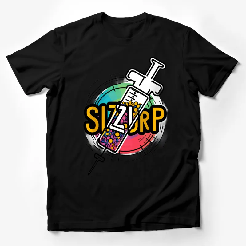 Colorful Sizzurp Syringe Graphic T-Shirt, Street Style Tee, Urban Fashion, Hip Hop Inspired Shirt, Unisex Male T-Shirt