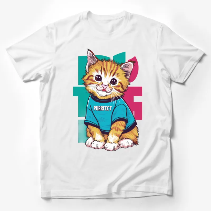 Cute Kitten T-Shirt, Purrfect Cat Lover Gift, Funny Animal Graphic Tee, Unisex Adult Clothing, Casual Pet Shirt for Women and Men Male T-Shirt