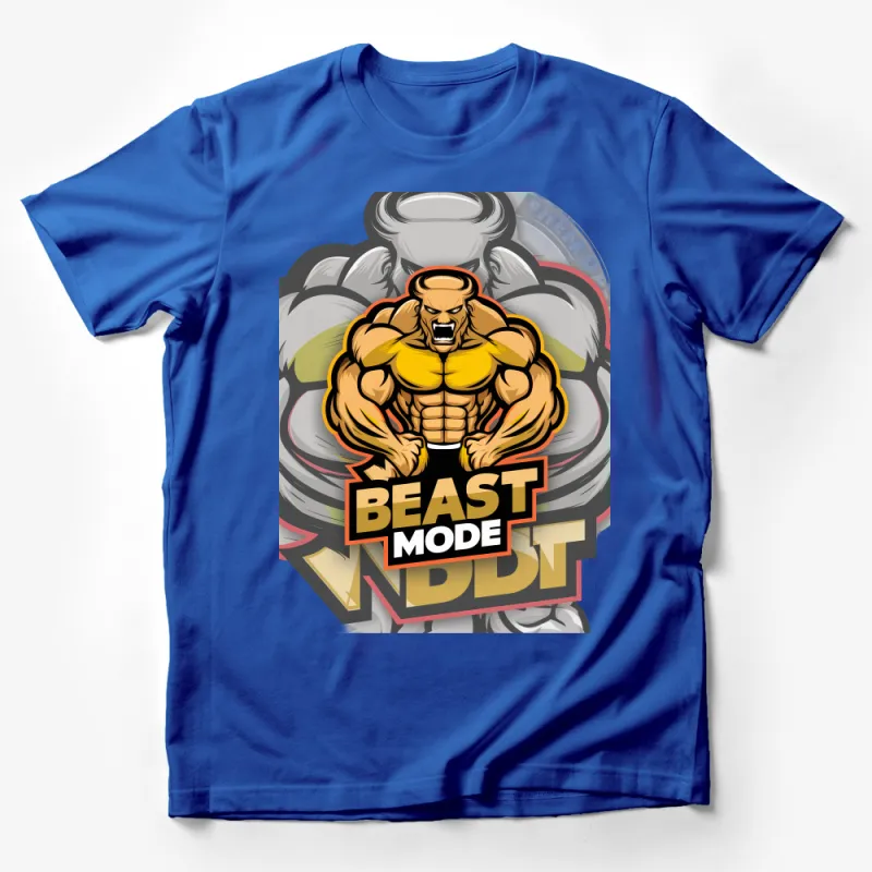 Beast Mode Activated Fitness T-Shirt, Muscular Lion Graphic Gym Wear, Motivational Workout Tee, Bold Statement Shirt Male T-Shirt