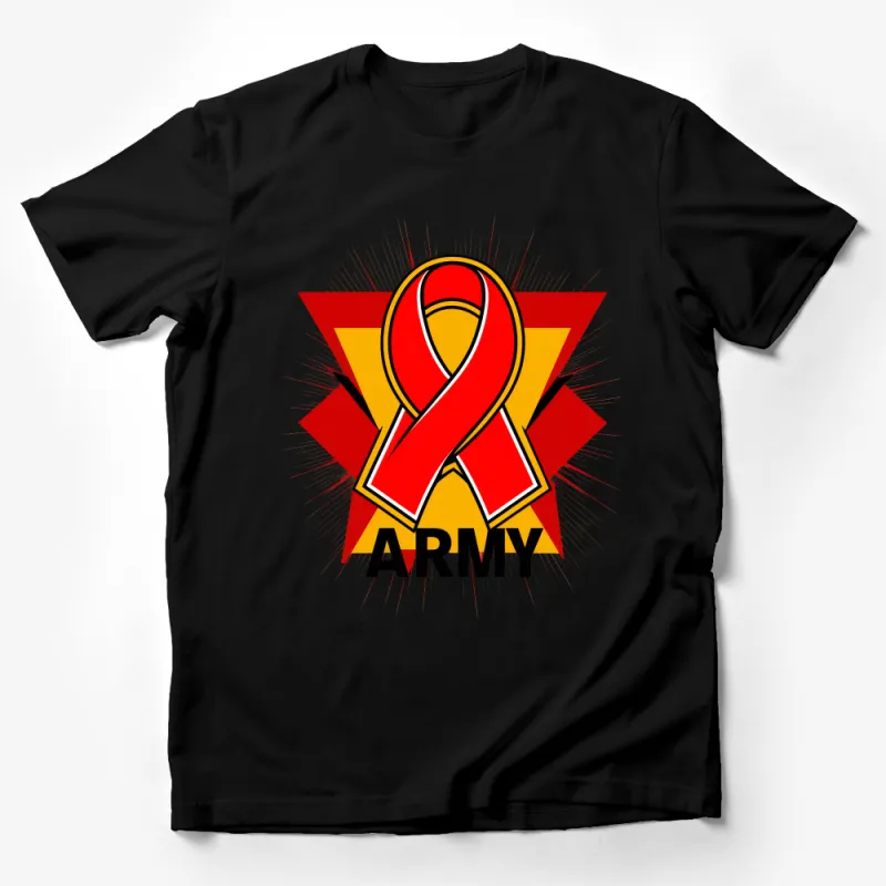 Army Support Ribbon Graphic Tee, Military Appreciation Unisex T-Shirt, Patriotic Soldier Tribute Shirt Male T-Shirt