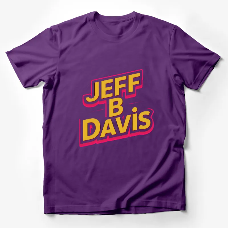 Vintage Style Jeff B Davis Text Graphic T-Shirt, Retro Inspired Bold Font Tee, Unisex Fashion Top, Casual Wear Male T-Shirt