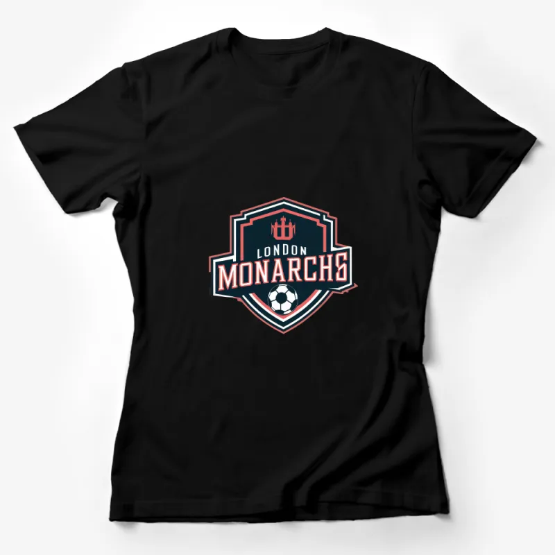 Unisex London Monarchs Soccer T-Shirt, Vintage Shield Crest Design, Casual Sports Tee, Football Fan Apparel, Retro Style Female T-Shirt