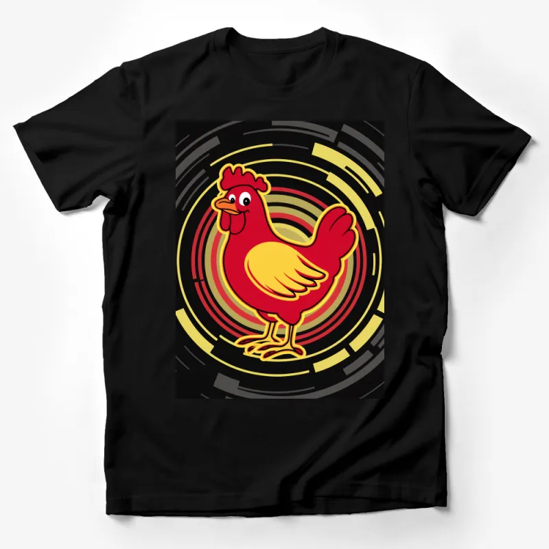 Colorful Chicken Graphic Tee, Cartoon Rooster T-Shirt, Fun Farm Animal Print Top, Casual Unisex Shirt for All Ages Male T-Shirt