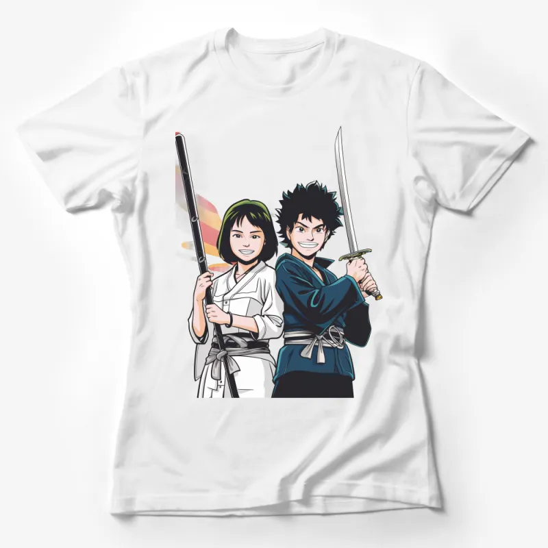 Anime Samurai Duo T-Shirt, Japanese Warrior Tee, Unisex Manga Graphic Shirt, Gift for Anime Fans, Casual Cool Tee Female T-Shirt