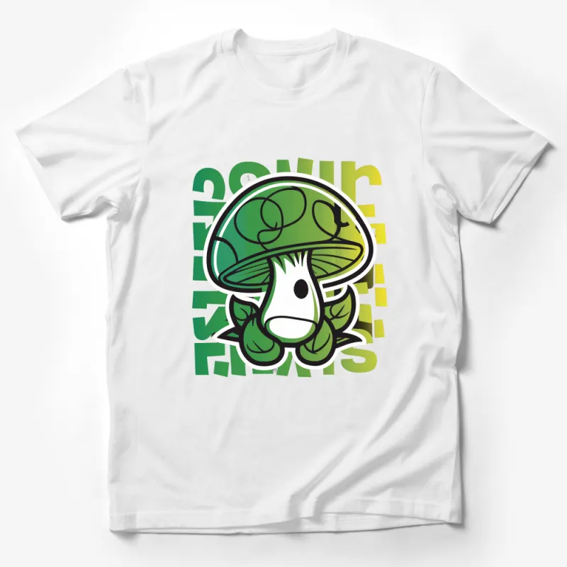 Green Mushroom Graphic Tee, Vintage-Inspired Gaming Shirt, Unisex Casual Clothing, Gift for Gamers Male T-Shirt