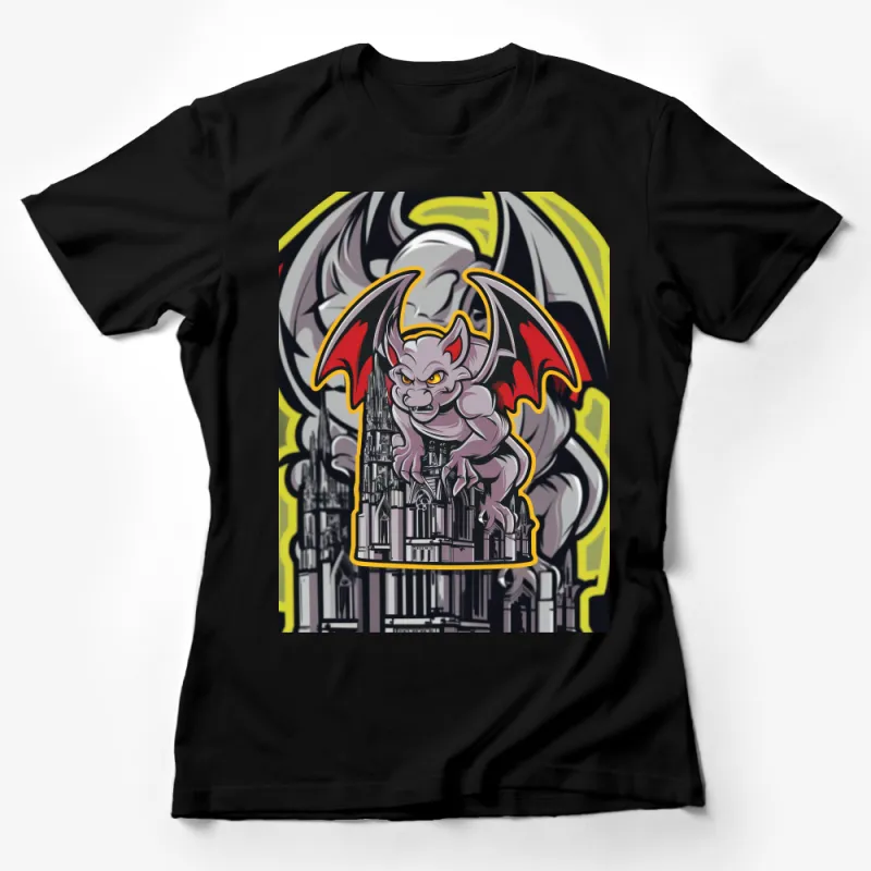 Gothic Cathedral Gargoyle T-Shirt, Fantasy Creature Tee, Dark Art, Medieval Architecture Shirt, Unique Graphic Design Top for All Female T-Shirt