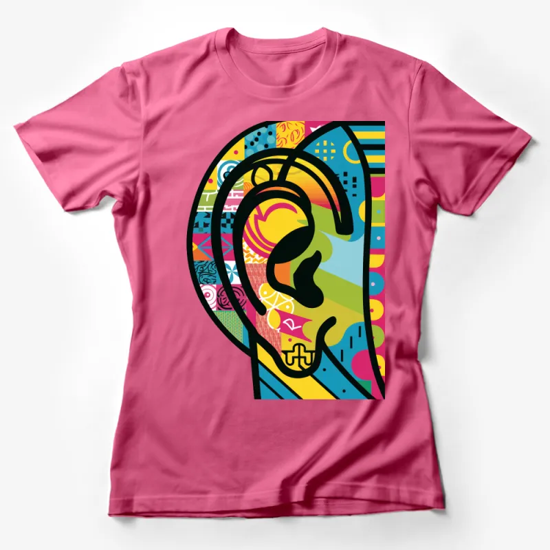 Abstract Face Art T-Shirt, Colorful Graphic Tee, Modern Pop Art, Unisex Fashion Top, Casual Streetwear, Art Lover Gift Idea Female T-Shirt