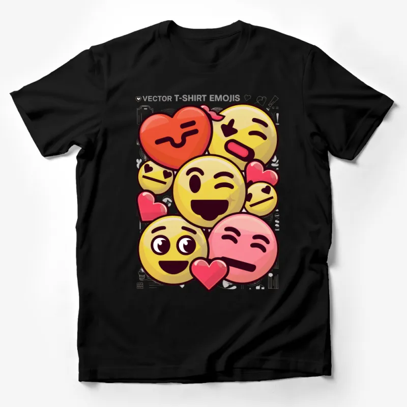 Colorful Emoji T-Shirt, Fun Emoticon Tee for Casual Wear, Unisex Adult Emoji Graphic Shirt, Gift for Friend Male T-Shirt